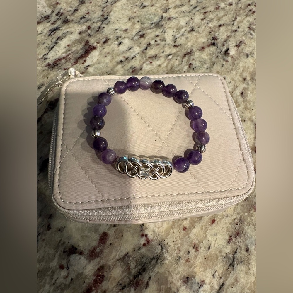 Brighton Purple Beaded Stretch Bracelet with Silver Accent